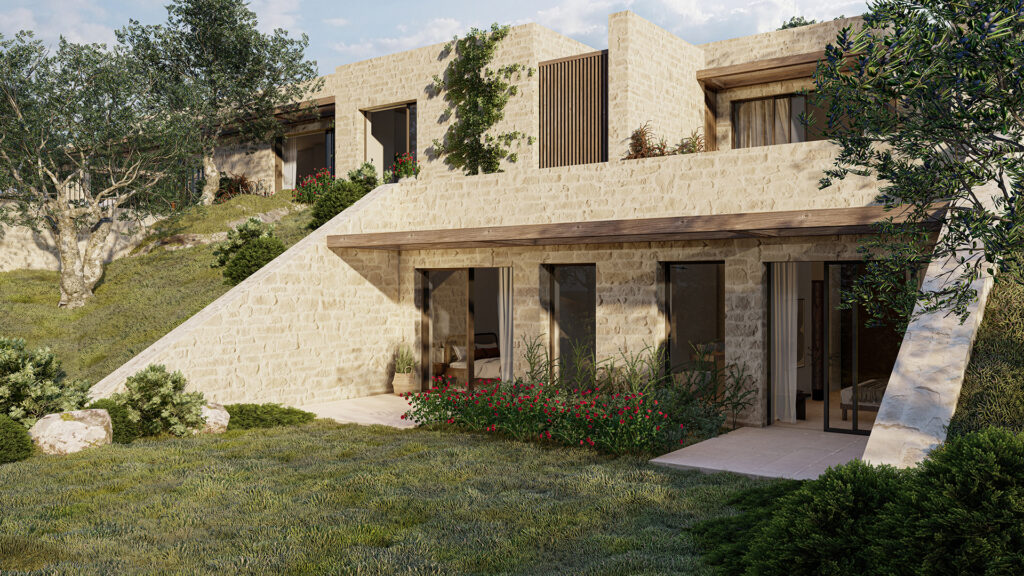 Thetacon Architecture Construction Corfu Casa Ruina Minimal villa stone sea view in Kortiraki process out bedroom 4