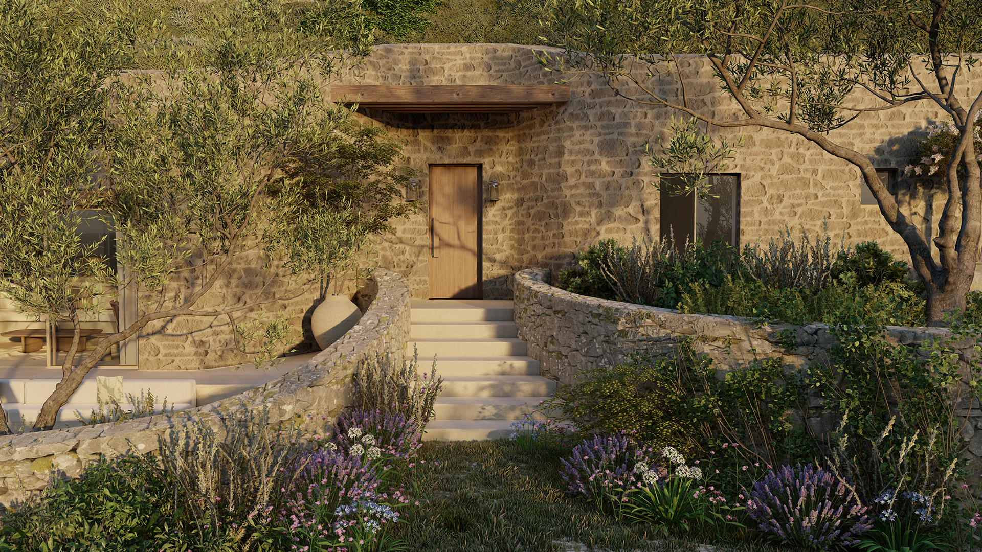 Thetacon Architecture Construction Corfu Casa Maceira Minimal villa stone sea view in Nissaki process 11