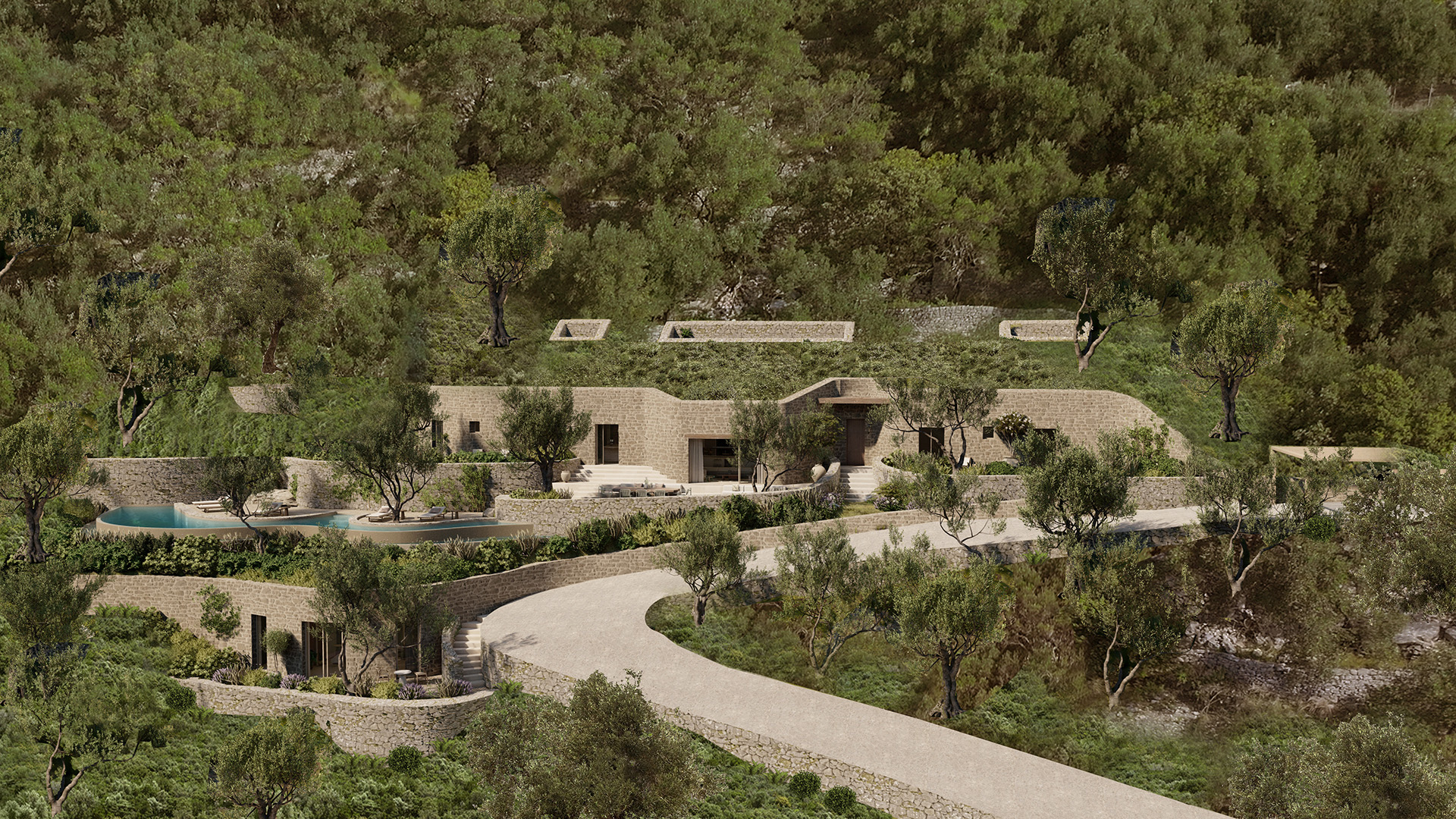 Thetacon Architecture Construction Corfu Casa Maceira Minimal villa stone sea view in Nissaki process 14,1