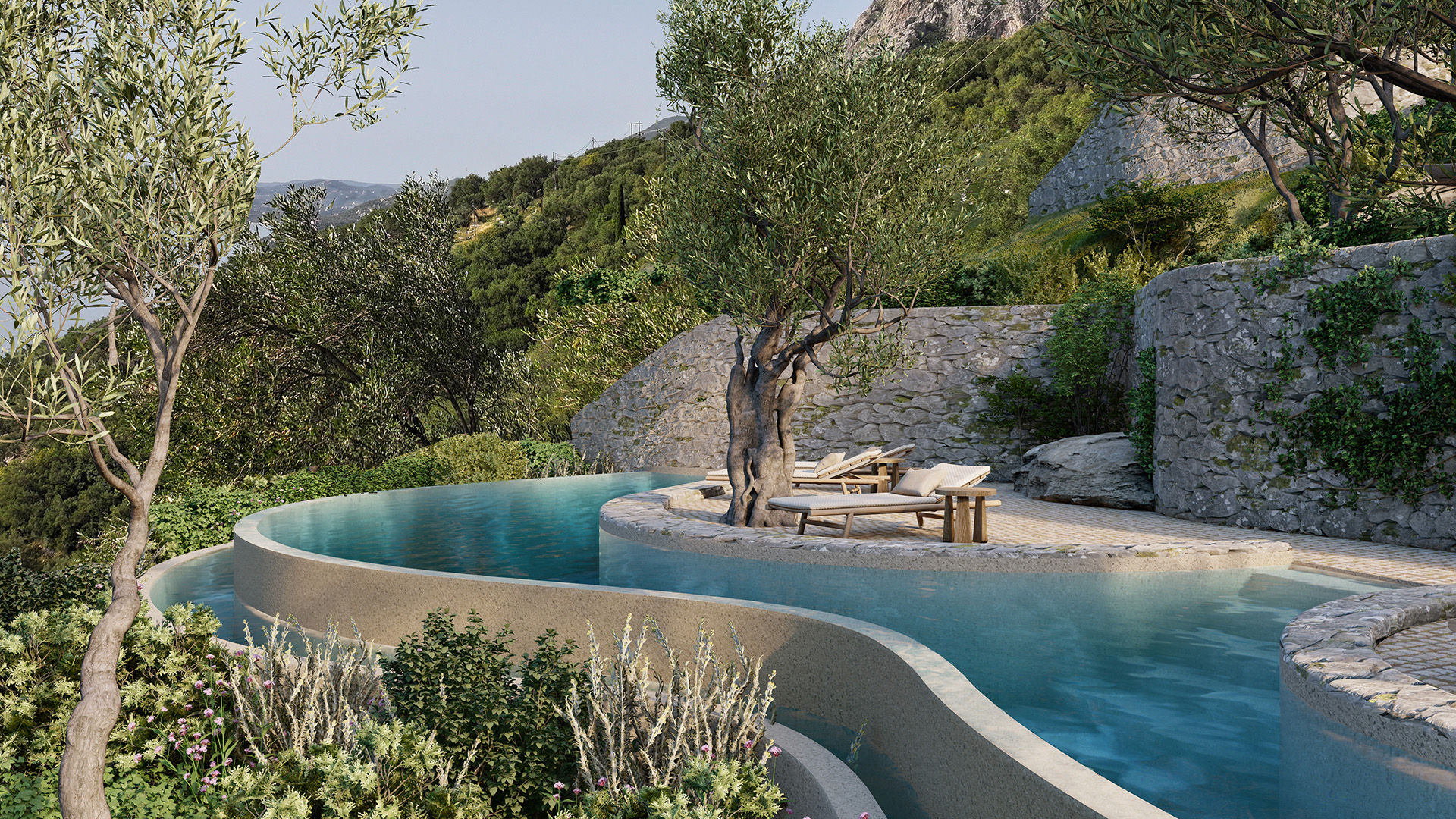 Thetacon Architecture Construction Corfu Casa Maceira Minimal villa stone sea view in Nissaki process 9