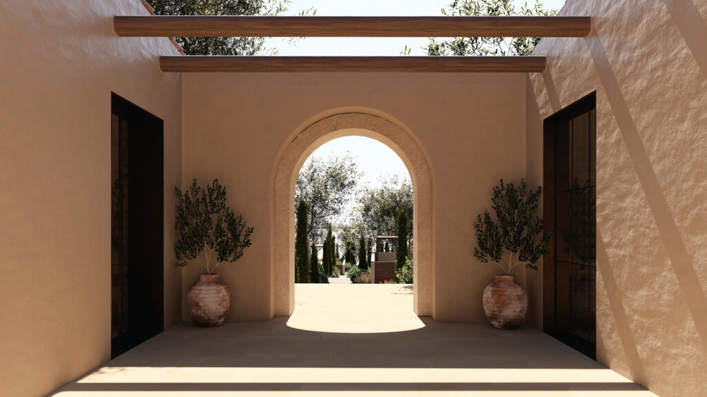Thetacon Architecture Construction Corfu Aether in Glyfada Process Entrance for the houses