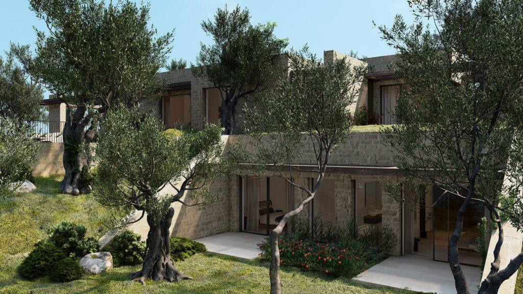 Thetacon Architecture Construction Corfu Casa Ruina Minimal villa stone sea view in Kortiraki process out bedroom 4