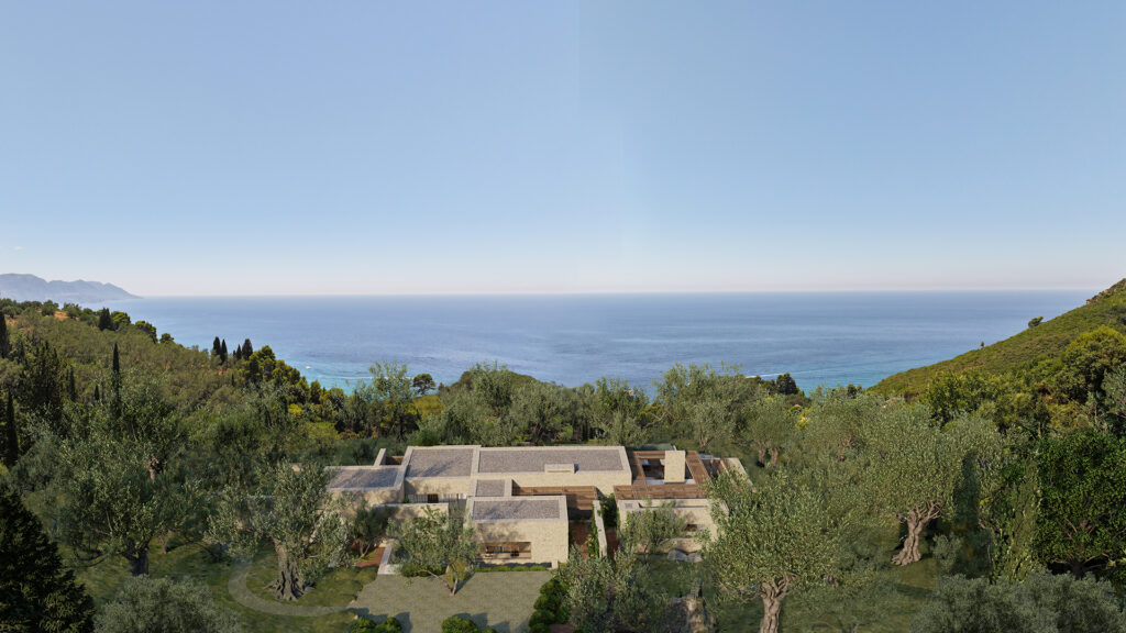 Thetacon Architecture Construction Corfu Casa Ruina Minimal villa stone sea view in Kortiraki process out sea view 1