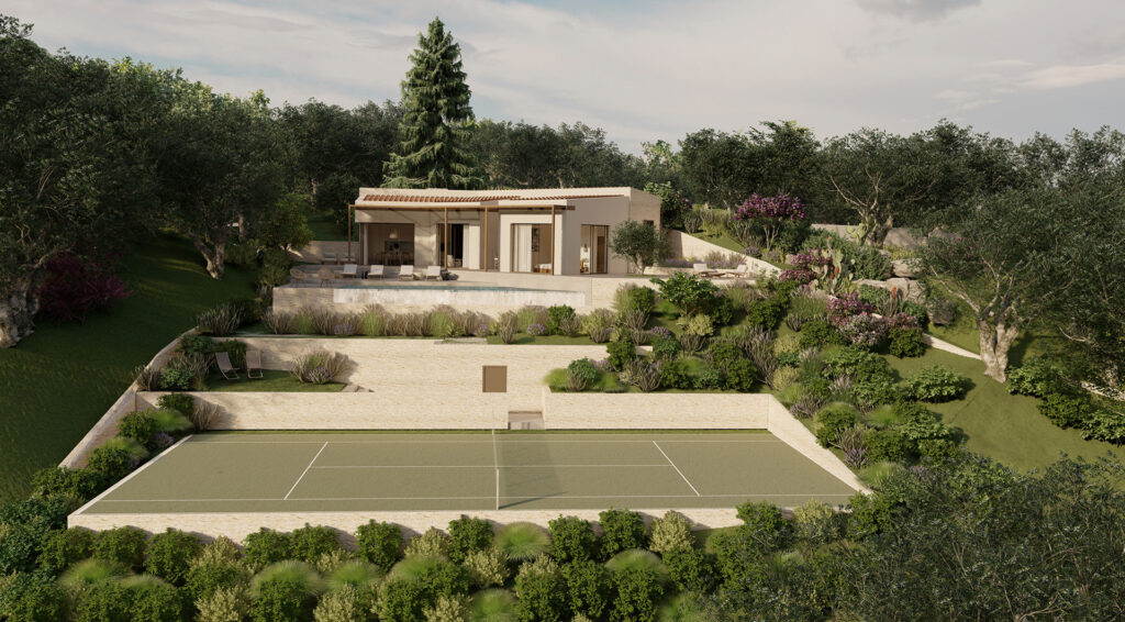 Thetacon Architecture Construction Corfu Casa Fragmento Modern villa with tennis court in Pelekas Inprogress (16)