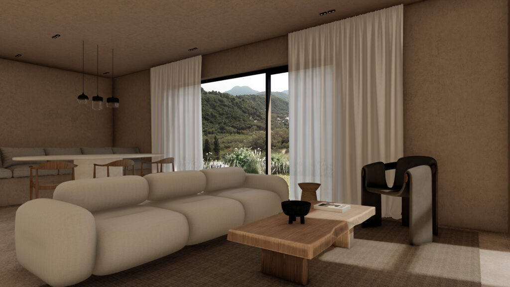 Thetacon Architecture Construction Corfu Cubica House Minimal villa in Pelekas process in living room 1