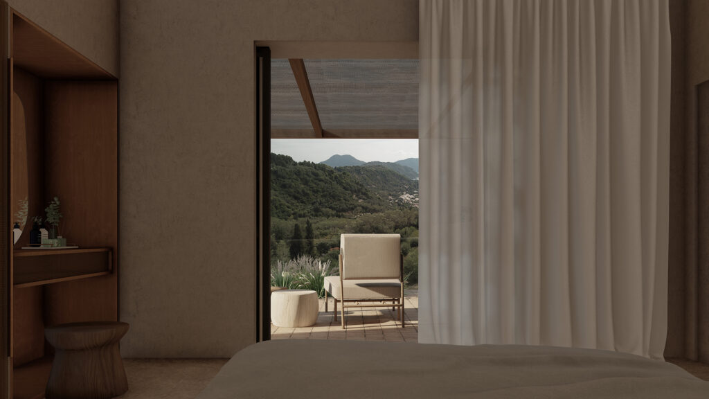 Thetacon Architecture Construction Corfu Cubica House Minimal villa in Pelekas process in master bedroom